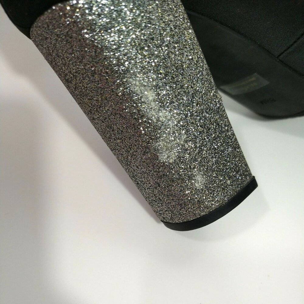 Marc Fisher Ankle Strap Block Heel Shoes Retro Women Size 8.5 M Black Silver - Picture 7 of 9